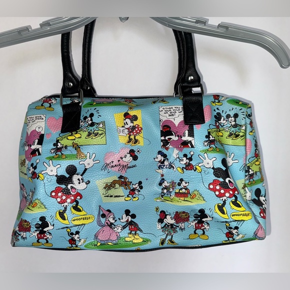 Disney Parks Authentic Mickey & Minnie Mouse Comic Strip Handbag Purse Blue - Picture 2 of 16